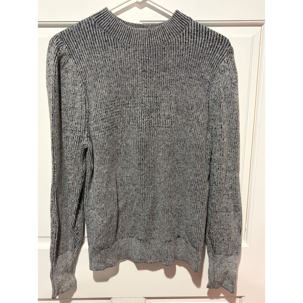 Free Press Clothing Grey Marl Ribbed Puff Shoulder Sweater Womens Large